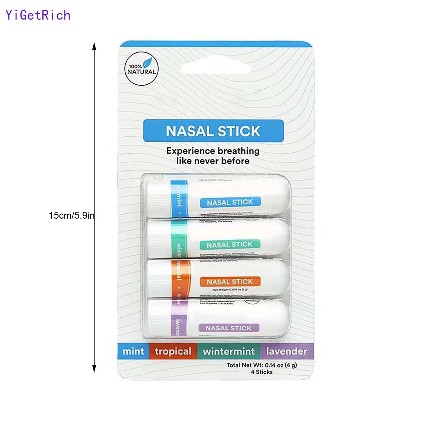 Nasal Stick (4 Pack) | Boosts Focus + Enhances Breathing | Provides Fresh Sensation | Aromatherapy Inhaler Made with Oil Gifts