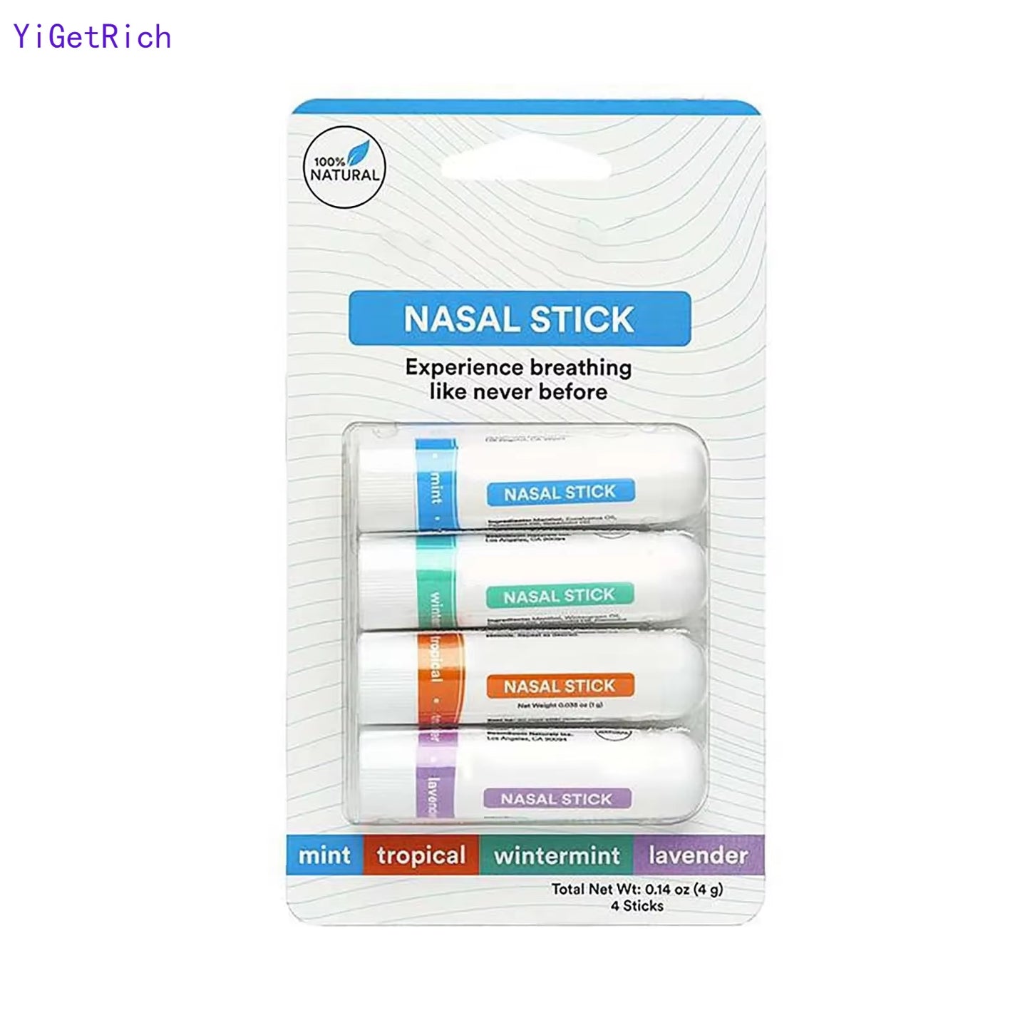 Nasal Stick (4 Pack) | Boosts Focus + Enhances Breathing | Provides Fresh Sensation | Aromatherapy Inhaler Made with Oil Gifts